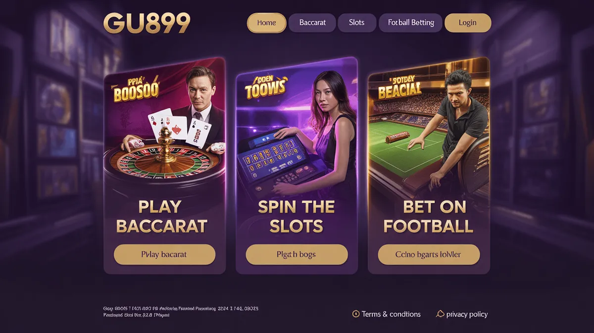 แพลตฟอร์มเกมคาสิโนออนไลน์ GU899 พร้อมเกมบาคาร่า สล็อต และฟุตบอล